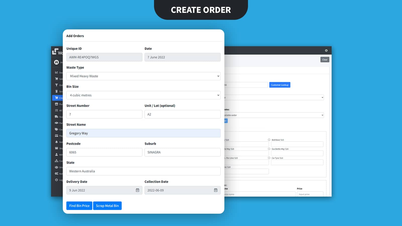 Create Orders screenshot