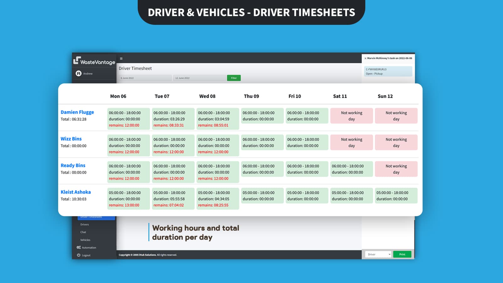 Driver Timesheets screenshot