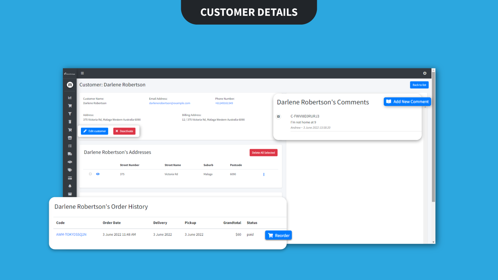 Customer Details screenshot