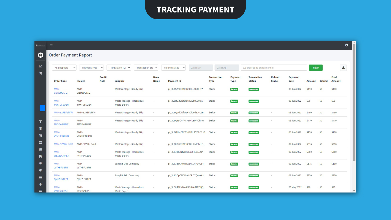 Tracking Payment screenshot