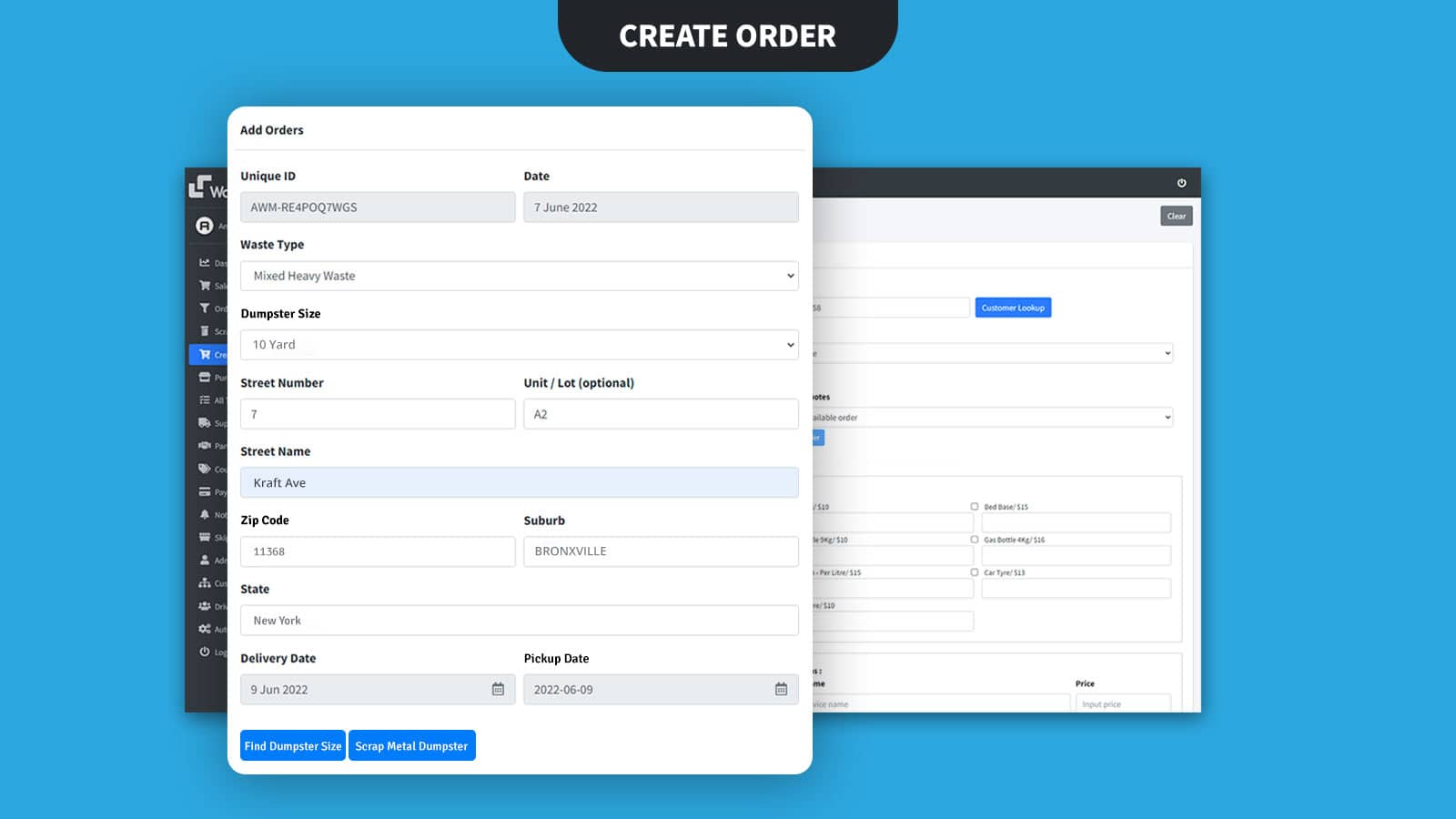 Create Orders screenshot