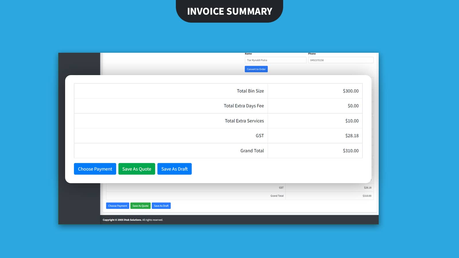 Invoice Summary screenshot