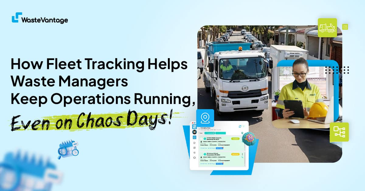 WasteVantage fleet tracking dashboard showing live GPS locations of waste trucks across Australia