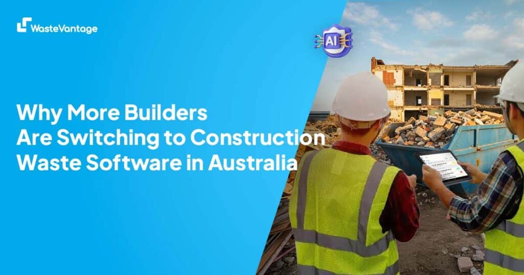 Construction waste software dashboard showing live bin and truck tracking on an Australian construction site