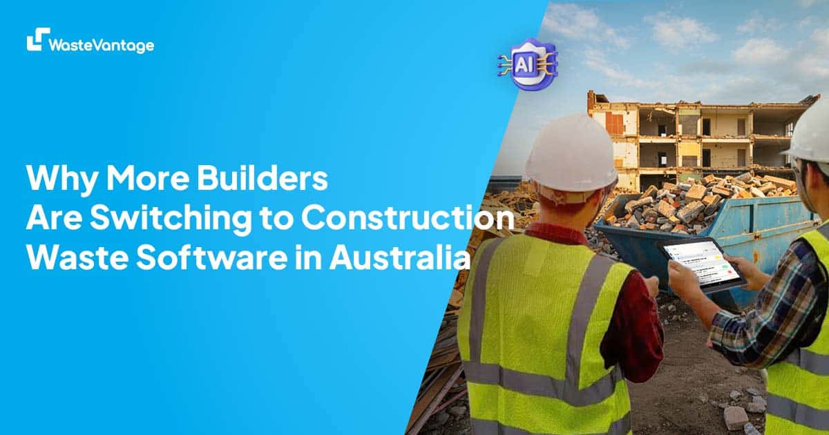 Construction waste software dashboard showing live bin and truck tracking on an Australian construction site