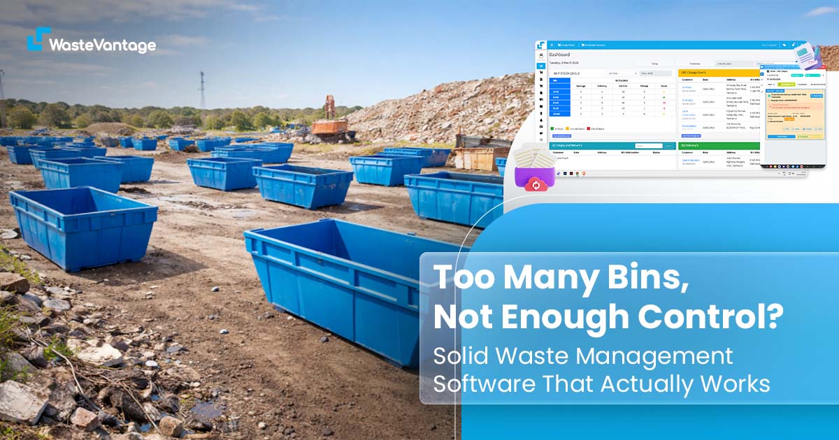 WasteVantage solid waste management software dashboard helping Australian waste operators track bins, schedule collections, and manage fleets efficiently