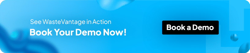 Button graphic prompting users to book a demo with WasteVantage waste management software in Australia, highlighting streamlined multi-stream operations and scheduling efficiency.