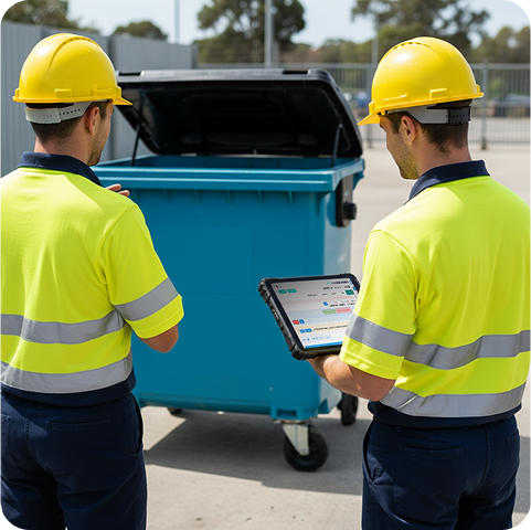 Front-lift Bins with Workers